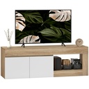 Meuble TV 2 portes pour téléviseurs jusqu'à 60 pouces, meuble télé avec placard et étagère ouverte, effet bois naturel