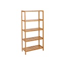 SONGMICS BCB35Y Rangement Cuisine Salle de Bain Bambou 5 étagères Hauteur réglable au Sol Support à Fleurs étagère à Livres Naturel, 60 x 26 x 130 cm