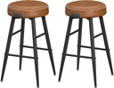 VASAGLE Echo Collection ULBC080K01 Lot de 2 tabourets de bar, tabourets de cuisine, tabourets de petit-déjeuner, simili cuir cousu, 24,8" de haut, bar à domicile, salle à manger, assemblage facile, marron caramel