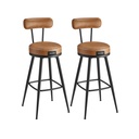 VASAGLE EKHO Collection - Tabourets de Bar Ensemble de 2 Tabourets de Bar Pivotants avec Dossier Simili Cuir avec Coutures Style Moderne Mid-Century 76 cm de Haut Cuisine Maison Bar Marron Caramel LBC889K01