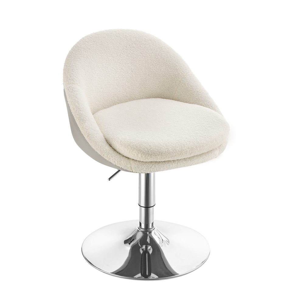[LJB100W01] VASAGLE Chaise réglable, chaise de bureau, tabouret de bar pivotant avec dossier et base, acier, pour comptoir de cuisine, bureau, coiffeuse et salle à manger, blanc crème, LJB100W01