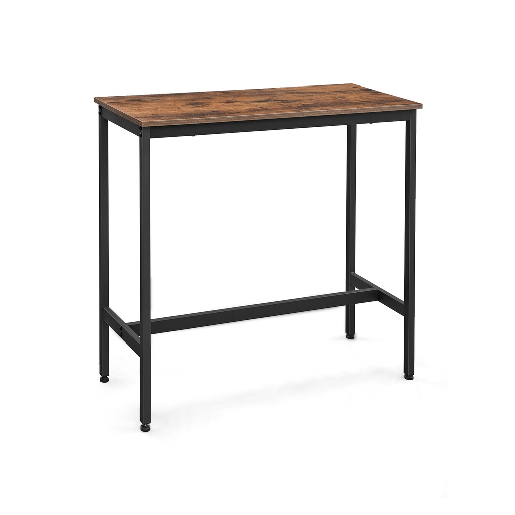 [LBT10X] VASAGLE, Table de Bar Rectangulaire Étroite, Table de Cuisine, Table Haute de Salle à Manger de Pub, Structure en Acier, 100 x 40 x 90 cm, Montage Facile, Industriel, Marron Rustique et Noir LBT10X