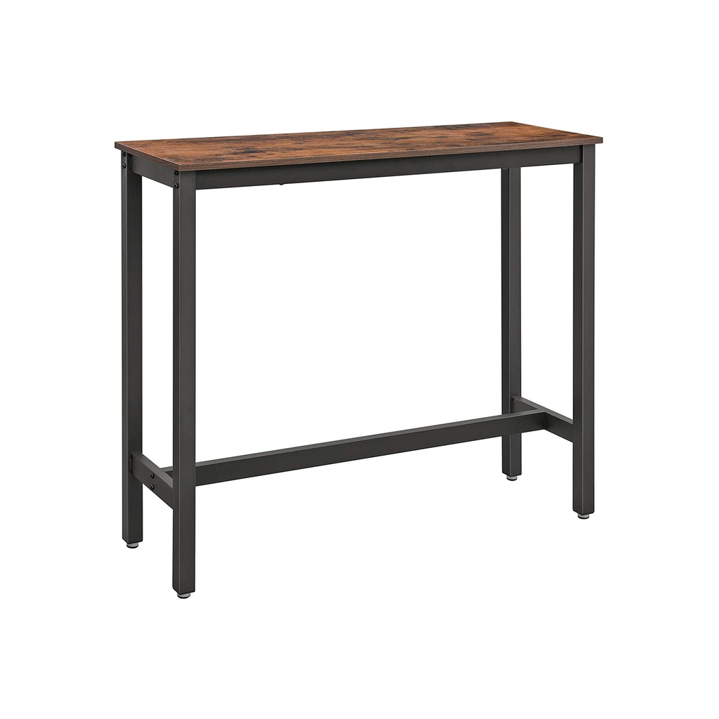 [LBT12X] VASAGLE Table de Bar, Table de Bar Rectangulaire Étroite, Table de Cuisine, Table Haute de Salle à Manger de Pub, Structure en Métal Robuste, 120 x 40 x 100 cm, Montage Facile, Design Industriel, Marron Rustique et Noir LBT12X