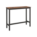 VASAGLE Table de Bar, Table de Bar Rectangulaire Étroite, Table de Cuisine, Table Haute de Salle à Manger de Pub, Structure en Métal Robuste, 120 x 40 x 100 cm, Montage Facile, Design Industriel, Marron Rustique et Noir LBT12X