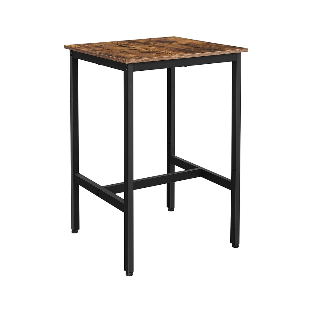 [LBT25X] VASAGLE Bar de Petit Déjeuner, Table de Bar Carrée Haute, Structure en Acier Robuste, 60 x 60 x 90 cm, Montage Facile, pour Cuisine Salon, Style Industriel, Marron Rustique et Noir LBT25X