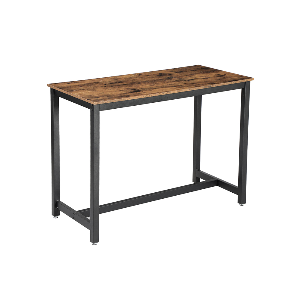 [LBT91X] VASAGLE Table de bar, Table de cuisine industrielle, Table à manger avec cadre en métal robuste, pour cocktails, bar, cave de fête, restaurant, salon, aspect bois, 120 x 60 x 90 cm LBT91X