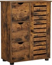 VASAGLE Meuble de Salle de Bain, Meuble de Rangement en Bois avec 3 Tiroirs, Porte Simple avec 2 Etagères Ajustables, pour Salon, Cuisine, Entrée, Marron Rustique BBK143X01V1