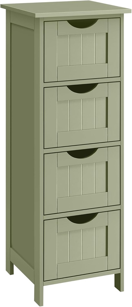 [LHC040C02] VASAGLE Meuble de salle de bain avec 4 tiroirs, 30 x 30 x 82 cm, moderne, vert laurier LHC040C02