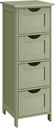 VASAGLE Meuble de salle de bain avec 4 tiroirs, 30 x 30 x 82 cm, moderne, vert laurier LHC040C02