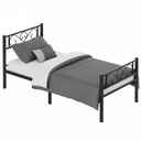 VASAGLE Lit Simple, Lit Simple, Métal, Convient pour Matelas 90 x 200 cm, Montage Facile, pour Petits Espaces, Chambre d'Amis, Chambre d'Ado, Noir Encre RMB062B01