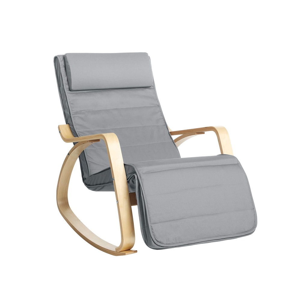 [LYY010G01] Songmics Fauteuil à Bascule avec Repose-Pieds réglable 5 Positions Capacité de Charge Gris Clair