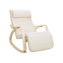 SONGMICS Chaise longue à bascule relaxante avec repose-pieds réglable Charge maximale : 150 kg Beige LYY10M