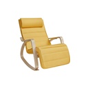 SONGMICS Chaise à Bascule avec Accoudoirs Chaise à Bascule en Bois de Bouleau Repose-Pieds réglable en 5 Voies Charge 150 kg pour Chambre Salon Jaune Pastel Naturel LYY010Y01