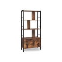 VASAGLE Bibliothèque, Étagère de Rangement, Grande Bibliothèque avec Portes, 4 Étagères, Structure en Acier Stable, Style Industriel, pour Salon, Bureau, Marron Rustique et Noir LBC022B01