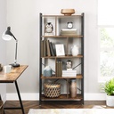 VASAGLE Bibliothèque de salon, grande étagère de rangement à 4 niveaux, pour bureau, style industriel, assemblage facile, cadre en acier, marron rustique et noir LBC12BX