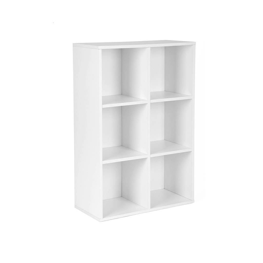 [LBC203D] VASAGLE Bibliothèque en Bois à 3 Niveaux, étagère à Livres, étagère de Rangement avec 6 Compartiments, Blanc LBC203D