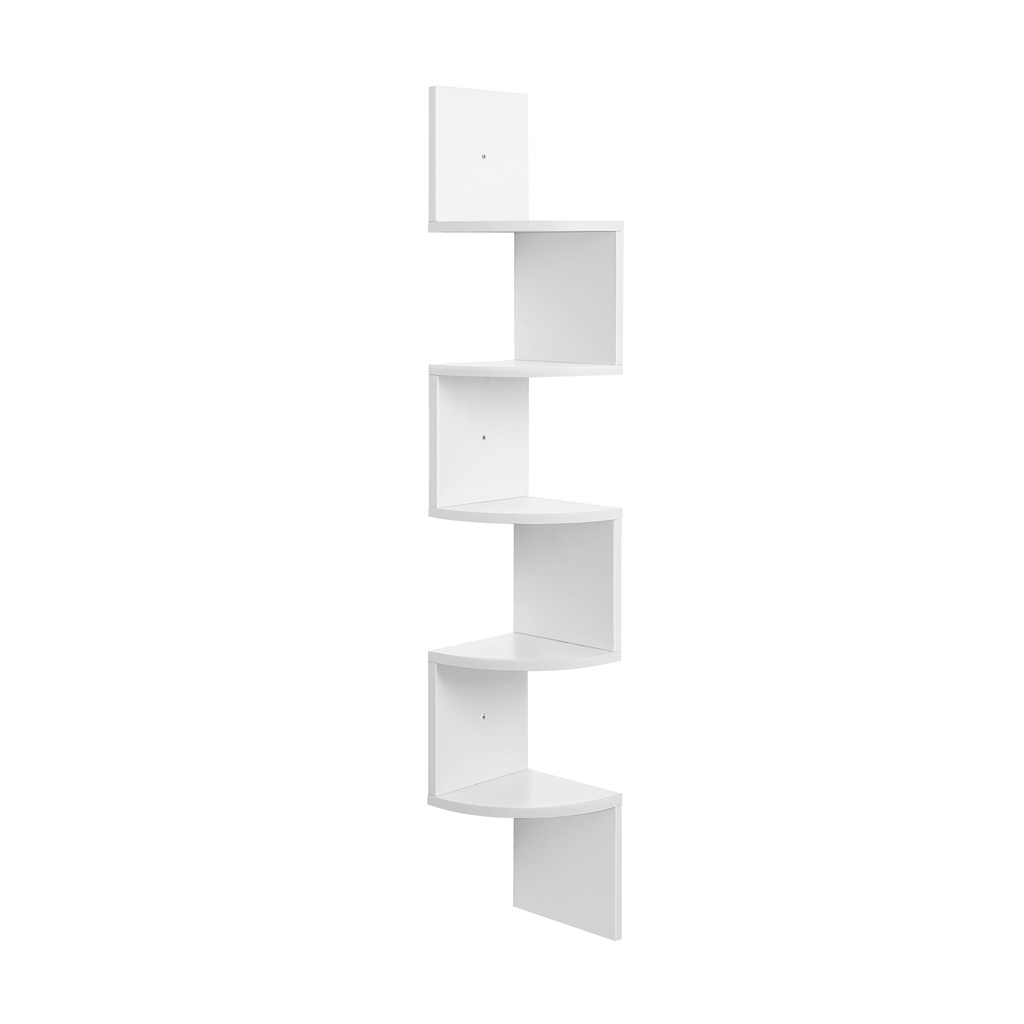 [LBC20WT] VASAGLE Étagère d'angle, étagère murale flottante à 5 niveaux avec design en zigzag, bibliothèque, blanc LBC20WT
