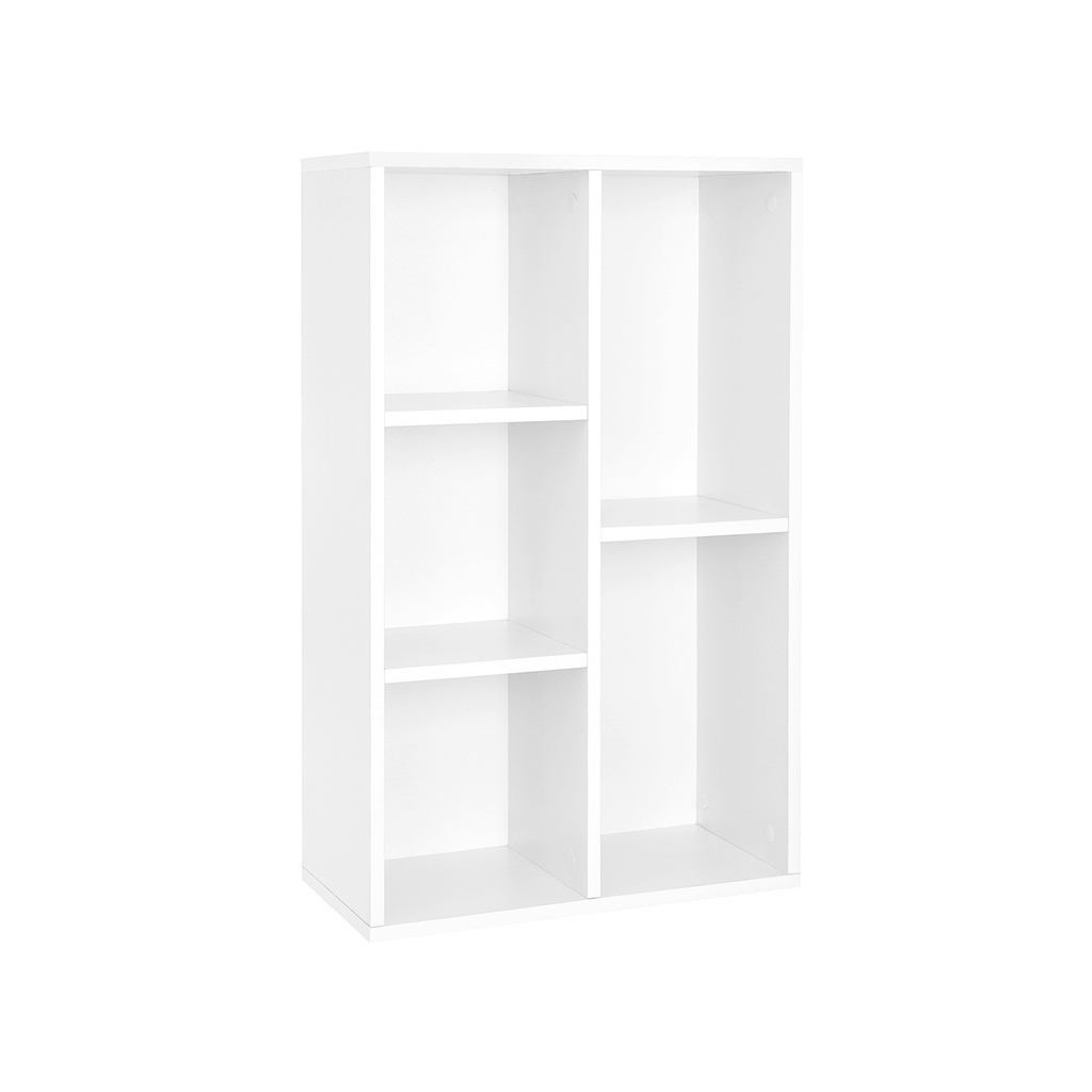 [LBC25WT] VASAGLE Bibliothèque, Bibliothèque Enfant en Bois avec 5 Compartiments, Meuble de Rangement au Sol pour Dossiers, Déco, Dans Bureau Chambre d'enfant, 50 x 24 x 80 cm, Blanc LBC25WT