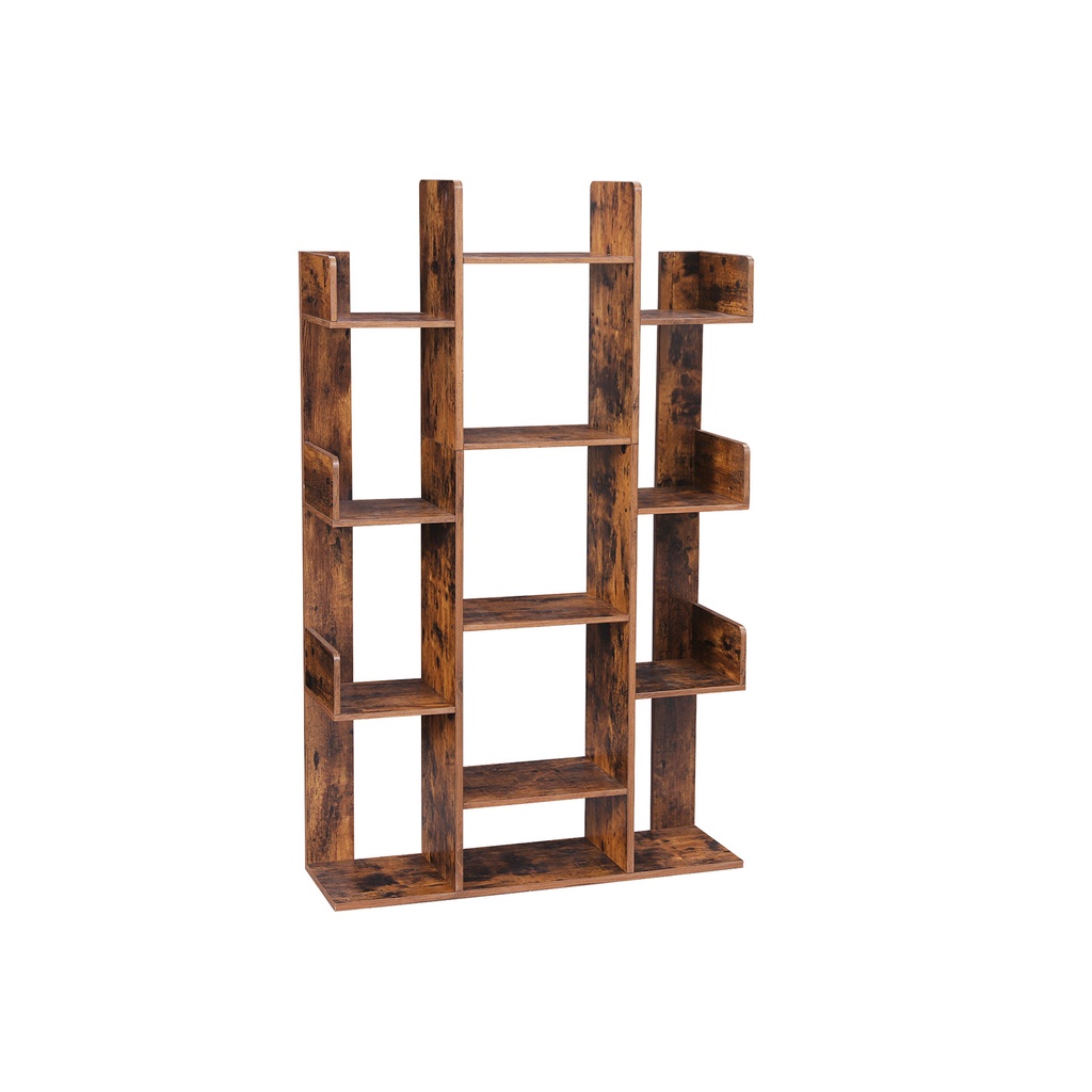 [LBC67BXV1] VASAGLE Bibliothèque, Bibliothèque en Forme d'Arbre avec 13 Etagères de Rangement, 86 x 25 x 140 cm, avec Coins Arrondis, Marron Rustique LBC67BXV1