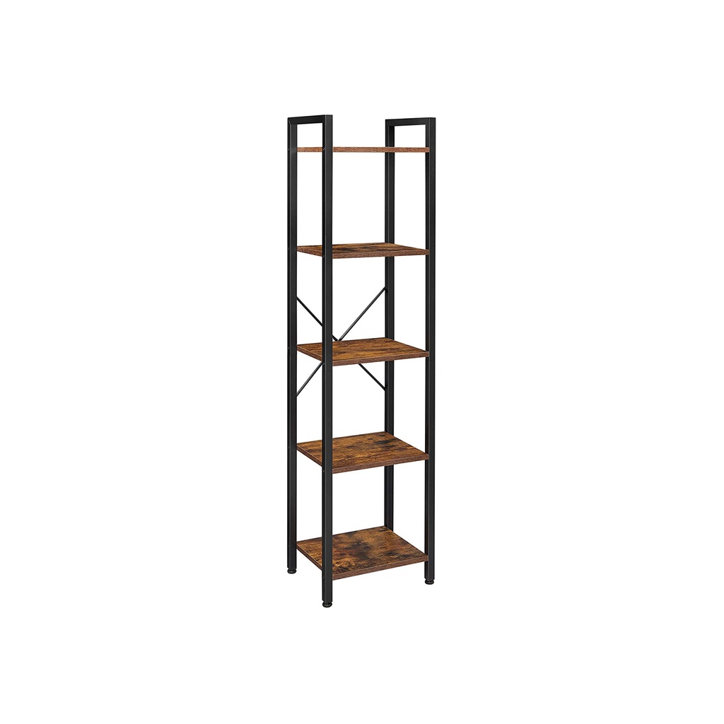 [LLS100B01] VASAGLE Bibliothèque à 5 niveaux, étagère de rangement sur pied avec cadre en acier, pour salon, bureau, bureau, couloir, style industriel, marron rustique et noir LLS100B01