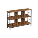 VASAGLE Bibliothèque, Bibliothèque, Etagère, Meuble TV, Table Console, 6 Compartiments, pour Bureau, Salon, Chambre, 33 x 120 x 80 cm, Design Industriel, Marron Rustique et Noir LLS104B01