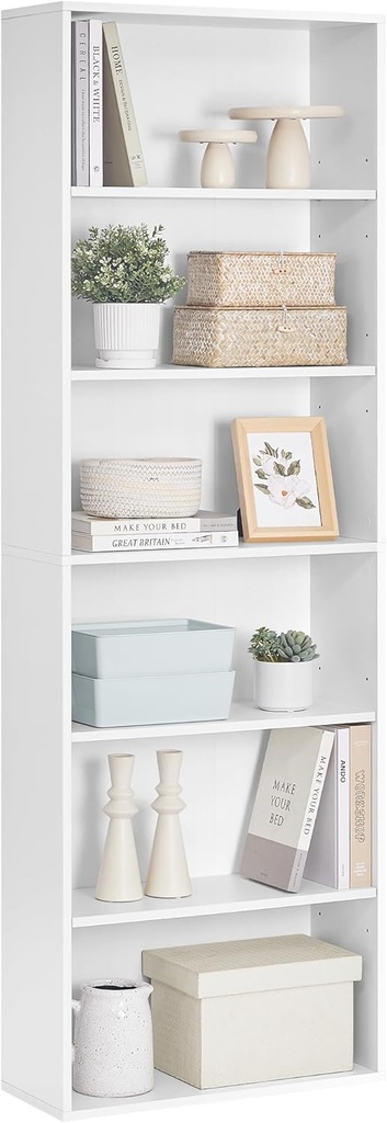 [LBC169T14] VASAGLE Bibliothèque à 6 Niveaux Étagère de Rangement pour Salon Bureau Chambre Bureau Style Scandinave Style Scandinave 24 x 60 x 178,5 cm Blanc LBC169T14