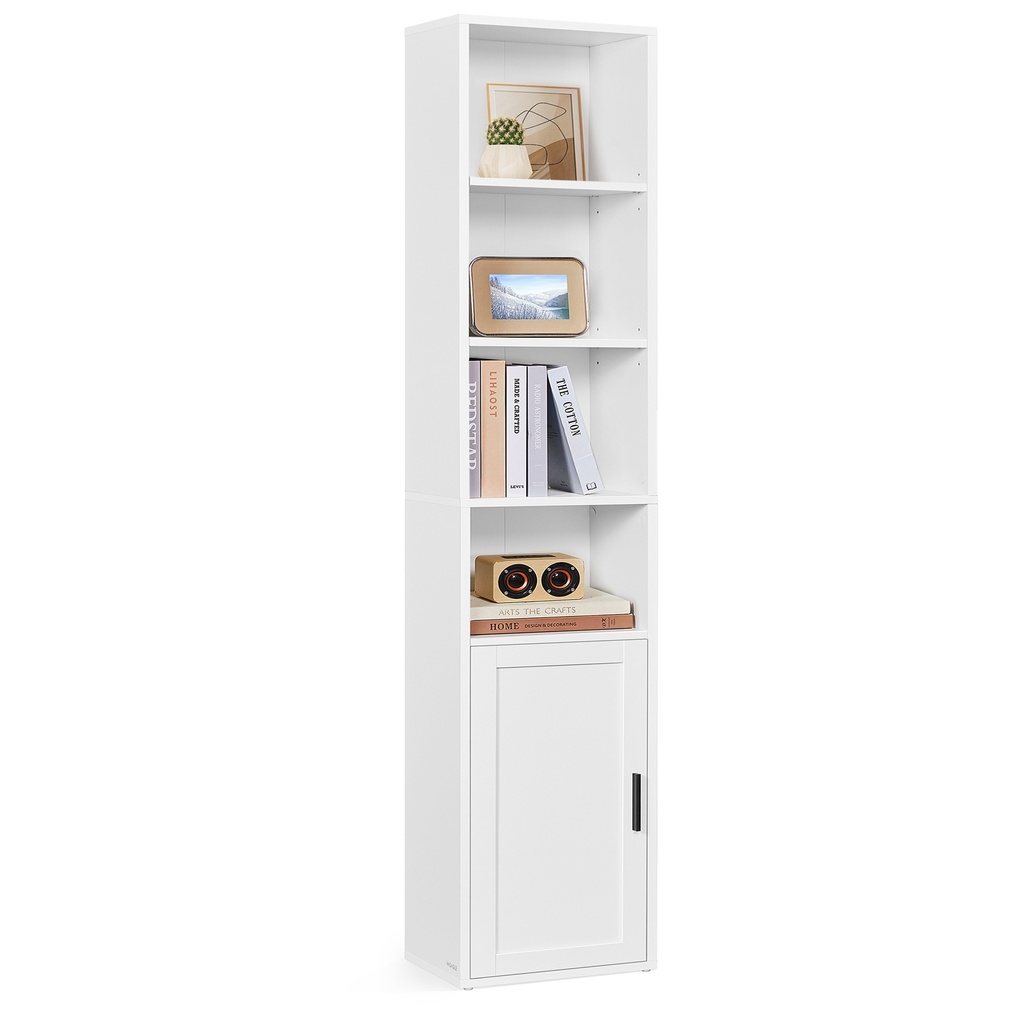 [LBC401W01] VASAGLE Bibliothèque, Bibliothèque Haute à 6 Niveaux, Étagère à Livres avec Porte, Étagère, 24 x 31,8 x 175 cm, pour Salon, Bureau à Domicile, Salle à Manger, Blanc Nuage LBC401W01