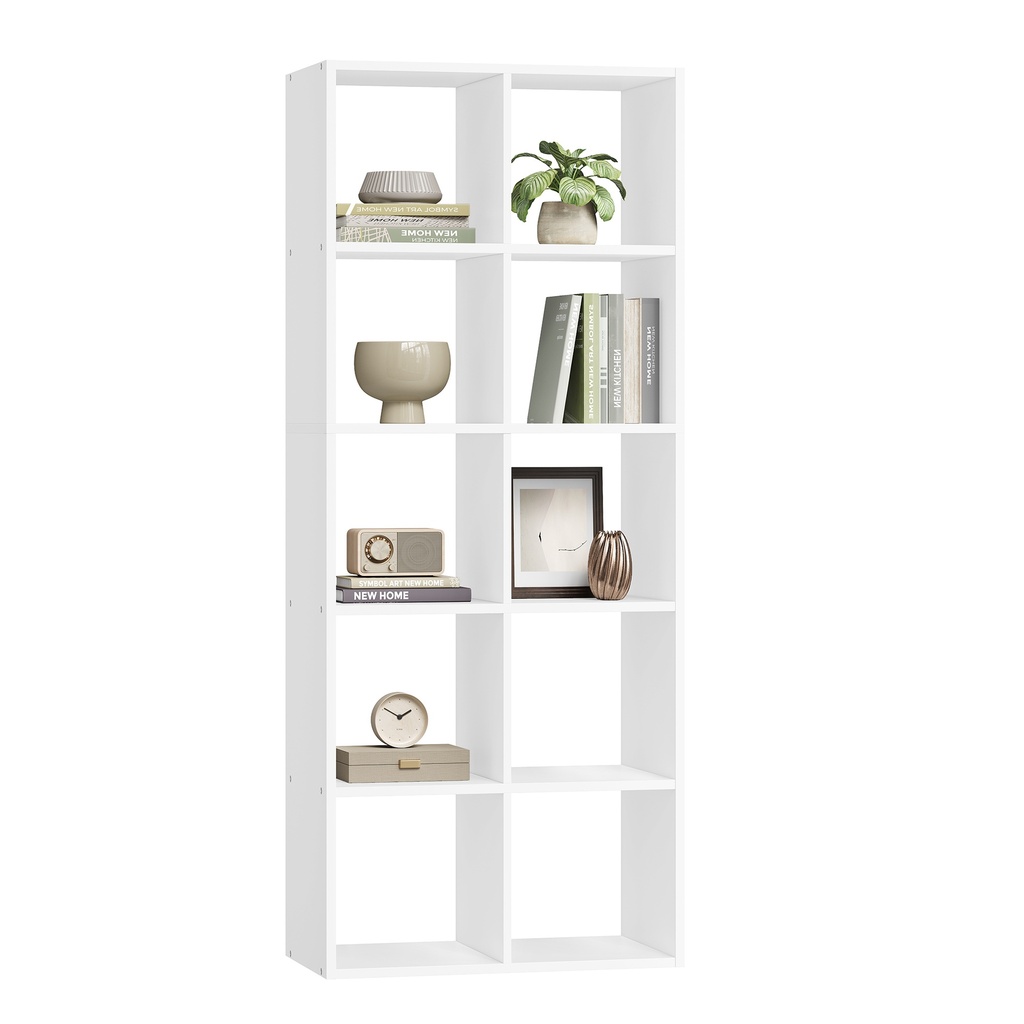 [LBC168T14] Étagère à 10 cubes, bibliothèque polyvalente pour salon, bureau, chambre à coucher, blanche