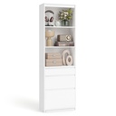 Meuble de rangement, buffet haut avec étagères réglables et 3 tiroirs, moderne, pour bureau ou salon, blanc