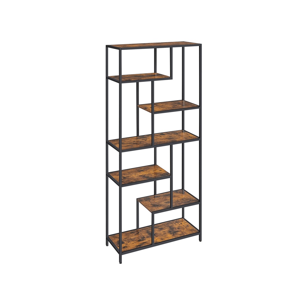 [LLS119B01] VASAGLE Bibliothèque 6 Niveaux, Présentoir Géométrique, Étagère de Rangement sur Pied, 30 x 80 x 180 cm, pour Bureau, Bureau, Salon, Chambre, Cuisine, Marron Rustique et Noir LLS119B01