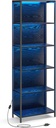 VASAGLE Bibliothèque 6 Niveaux avec Éclairage LED Réglable, Etagère avec Structure en Acier, 30,3 x 60 x 178,6 cm, pour Salon, Chambre, Bureau Noir Ébène LLS120B57