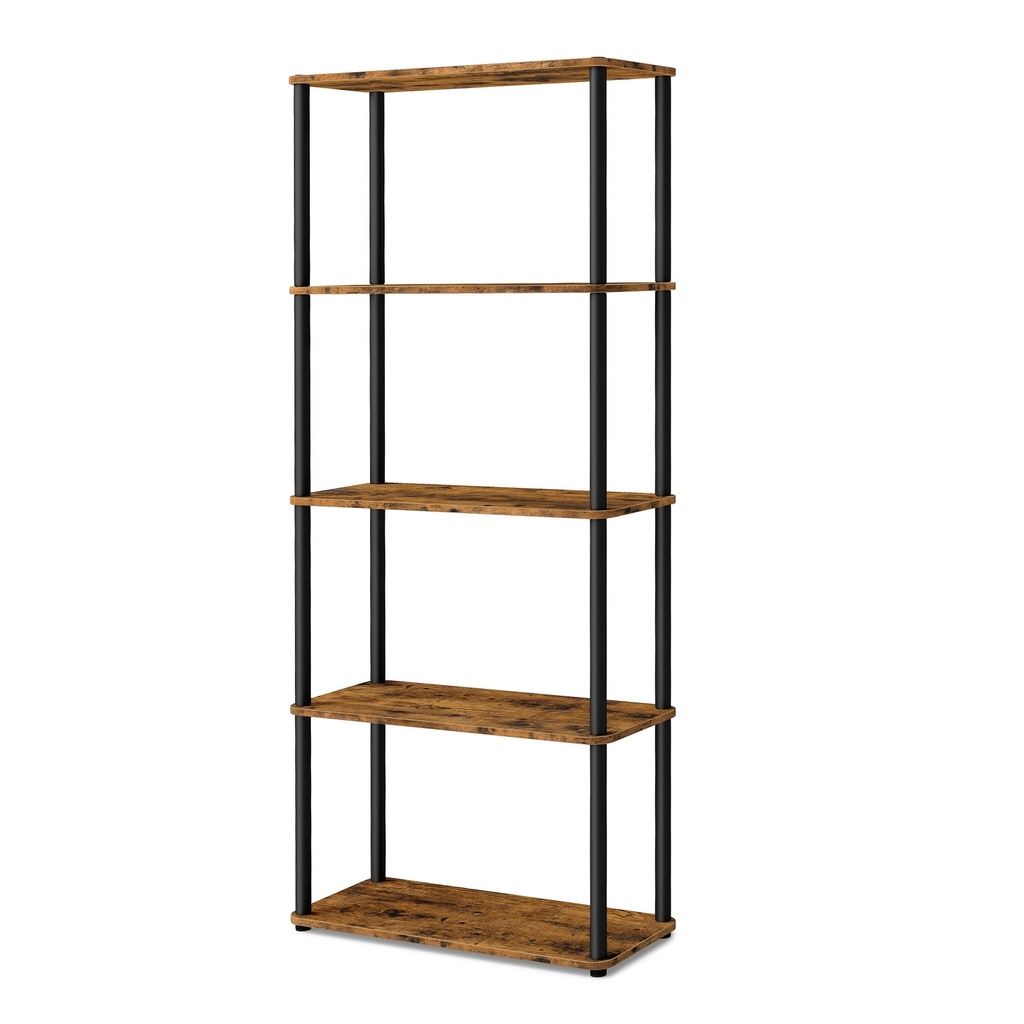 [LLS165K01] VASAGLE Montage ultrarapide sans outil, étagère de rangement à 5 niveaux, étagère sur pied, 23,8 x 60 x 139 cm, salon, chambre à coucher, cuisine, marron rustique et noir encre LLS165K01