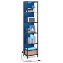 VASAGLE Bibliothèque 6 Niveaux avec Éclairage LED Réglable, Étagère avec Structure en Acier, 30,3 x 40 x 178,6 cm, pour Salon, Chambre, Bureau, Noir Ébène LLS121B57