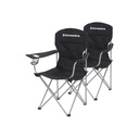 SONGMICS Lot de 2 chaises de camping pliantes, structure confortable et robuste, charge max. Capacité de charge 150 kg, avec porte-gobelet, chaises d'extérieur, noir GCB08BK