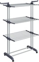 SONGMICS Étendoir à Linge à 4 Niveaux à Ailes Pliantes avec Roues 63,5 x 128 x 173 cm Grand Montage Facile Intérieur Extérieur Gris LLR701G01