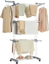 SONGMICS LLR701W01 Étendoir à linge portable à roulettes 4 niveaux pliable 63,5 x 128 x 173 cm, grande capacité, montage facile, utilisation intérieure et extérieure, blanc