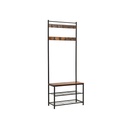 VASAGLE Porte-Manteau, Porte-Manteau avec Banc de Rangement pour Chaussures, Arbre d'Entrée avec Porte-Chaussures, Design 3 en 1, Structure en Acier, pour Couloir, Entrée, 32 x 70 x 175 cm, Industriel, Marron Rustique et Noir HSR41BX