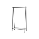 SONGMICS Portant à vêtements avec structure en acier, portant à vêtements avec tringle de suspension, étagère inférieure, look simple, pour chambre à coucher, entrée, grenier, sous-sol, 92,5 x 33,5 x 153 cm, noir mat HSR23BK