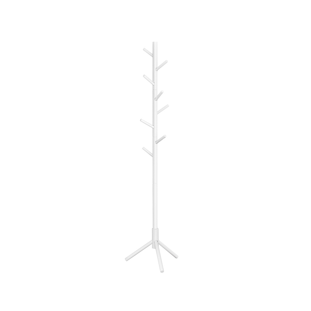 VASAGLE Porte-Manteau sur Pied, Porte-Manteau en Bois Massif, Porte-Manteau en Forme d'Arbre avec 8 Crochets, 3 Options de Hauteur, pour Vêtements, Chapeaux, Sacs, pour Salon, Chambre, Bureau à Domicile, Blanc RCR04WT