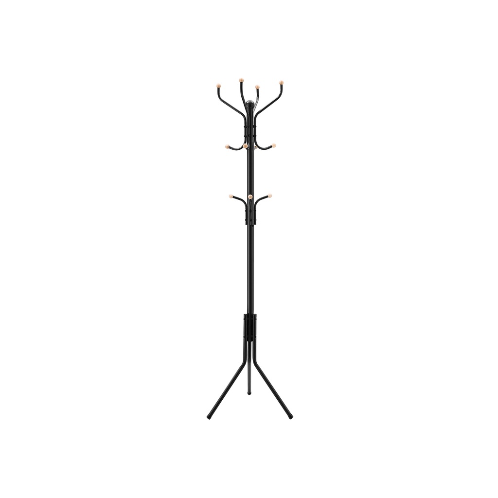 SONGMICS Portemanteau en métal, portant à vêtements, porte-chapeau et sac à main, arbre d'entrée de 182 cm de haut, noir RCR19B