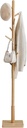 VASAGLE Porte-manteau en bois massif, porte-manteau sur pied avec 8 crochets pour manteaux, chapeaux, sacs, sacs à main, pour entrée, couloir, crochets et poteau en bois d'hévéa, beige naturel RCR010N01