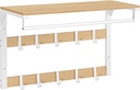 VASAGLE Porte-Manteau Mural, Etagère Murale avec 10 Crochets Amovibles, Tringle à Vêtements, Patères avec Étagère, pour Entrée, Chambre, Salle de Bain, Couleur Chêne et Blanc LCR101W09