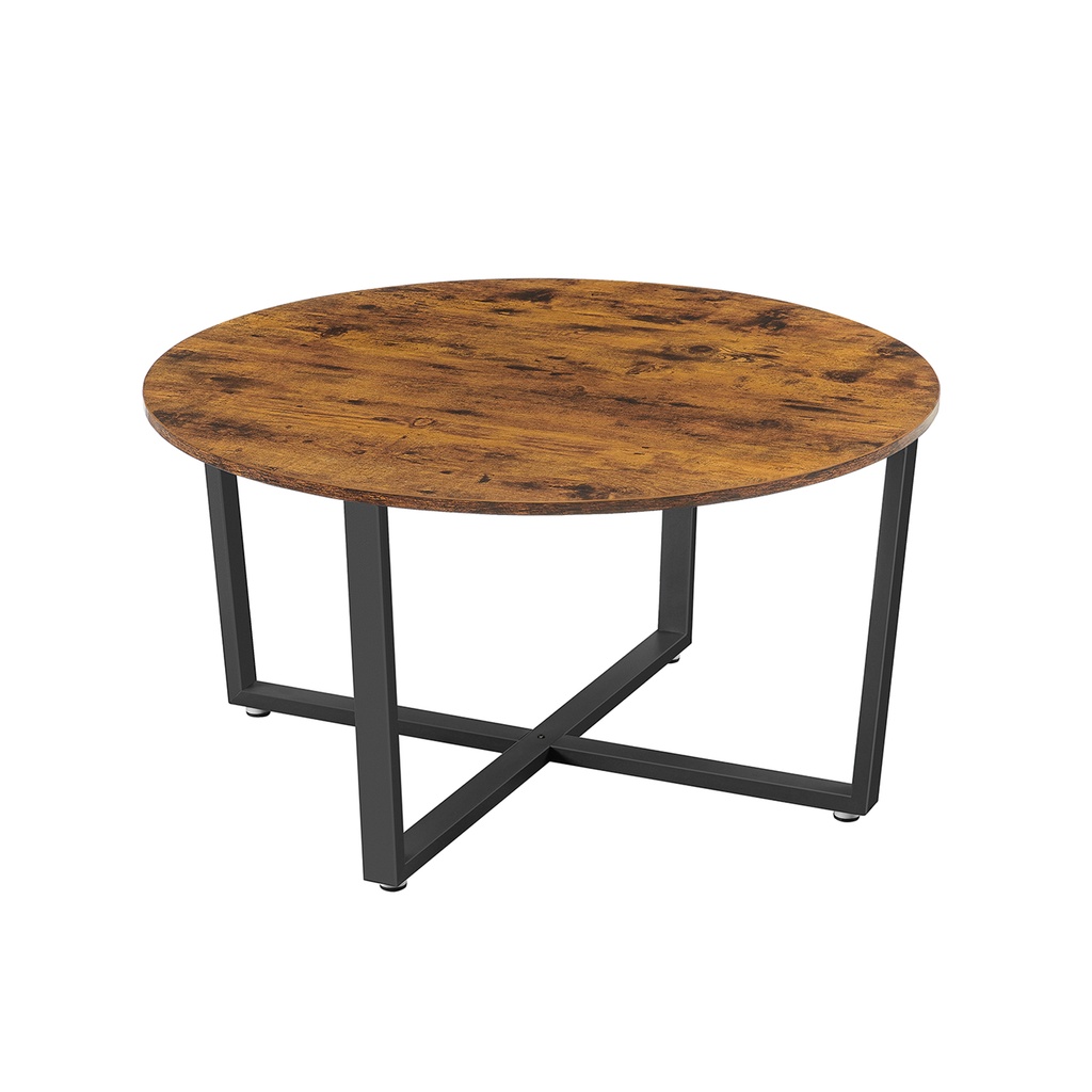 [LCT88X] VASAGLE Table basse ronde, table de cocktail de style industriel, cadre en métal durable, facile à assembler, pour salon, chambre à coucher, marron rustique et noir LCT88X