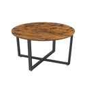VASAGLE Table basse ronde, table de cocktail de style industriel, cadre en métal durable, facile à assembler, pour salon, chambre à coucher, marron rustique et noir LCT88X