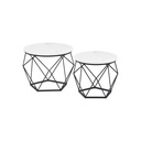 VASAGLE Tables Basses Rondes, Lot de 2 Tables d'Appoint, Style Moderne, Plateau Amovible, Structure en Acier, pour Salon, Blanc et Noir LET040B59