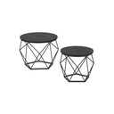 VASAGLE Table basse ronde, lot de 2 tables d'appoint empilables avec plateau amovible, noir ébène et noir encre LET040B22