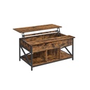 VASAGLE Table basse relevable avec compartiments cachés, marron rustique et noir LCT205B01