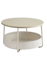 VASAGLE Table basse ronde avec rangement, table de salon avec panier en tissu, style moderne, structure en métal, beige naturel et blanc crème LCT244K01