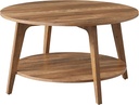VASAGLE Table basse ronde à 2 étages avec rangement, pour salon, 80 x 45 cm, facile à assembler, marron miel LCT243K41