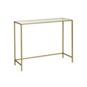 VASAGLE Table console, table en verre trempé, canapé ou table d'entrée moderne, structure en métal, robuste, pieds réglables, pour salon, couloir, doré LGT26G